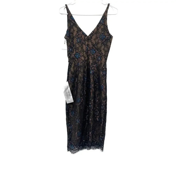 DRESS THE POPULATION Fiona Metallic Lace Overlay Highlight Dress XS $248.00 - Picture 12 of 16